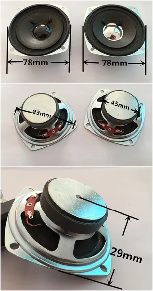 78 X 78mm 8ohm, 3W Paper Cone Loud Speaker